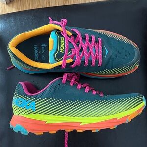 Hoka Athletic Shoes in Blue, Pink, and Yellow